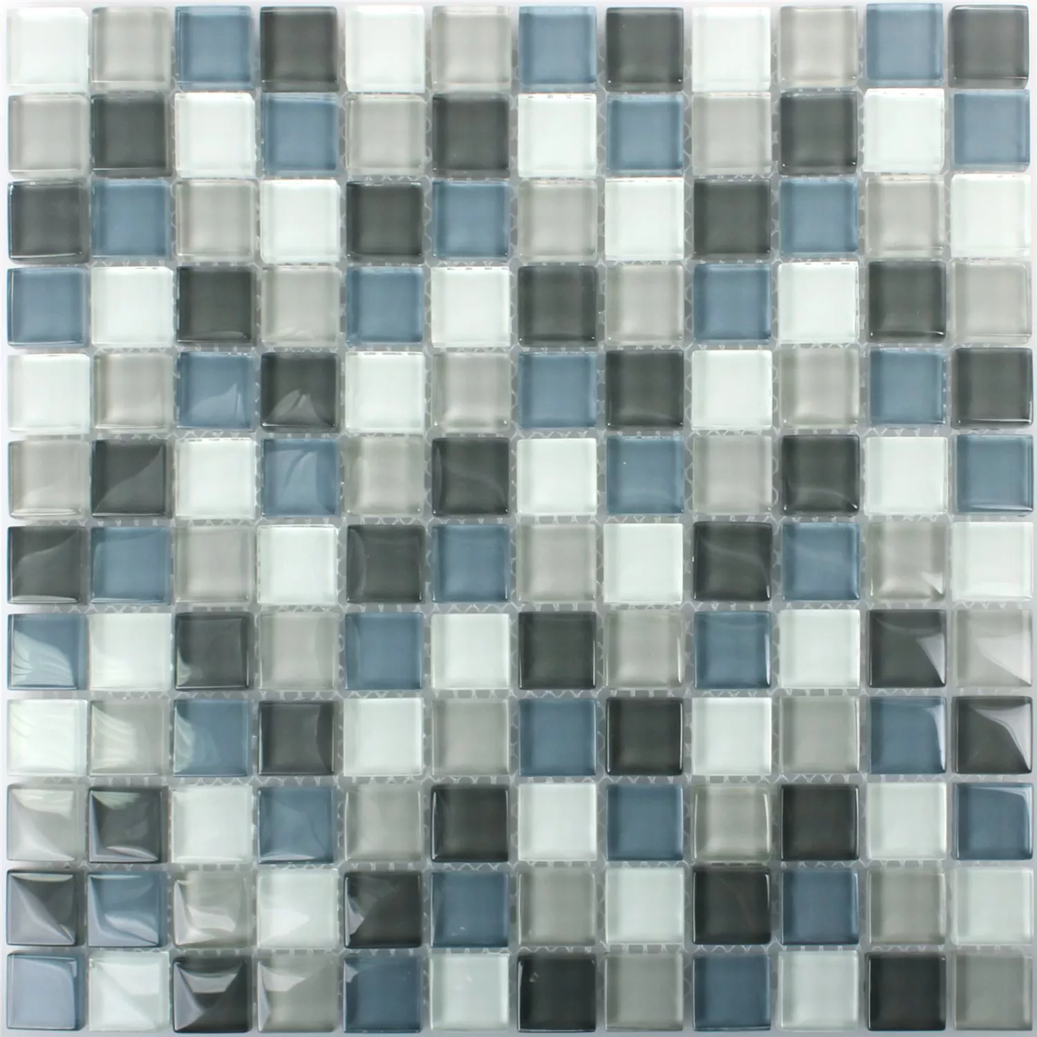Prøve Mosaik Fliser Glas Palmas Gra Blå Hvid
