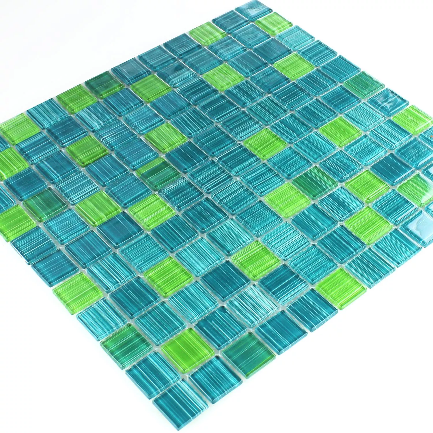 Stribete Glasmosaik Fliser Grøn Mix