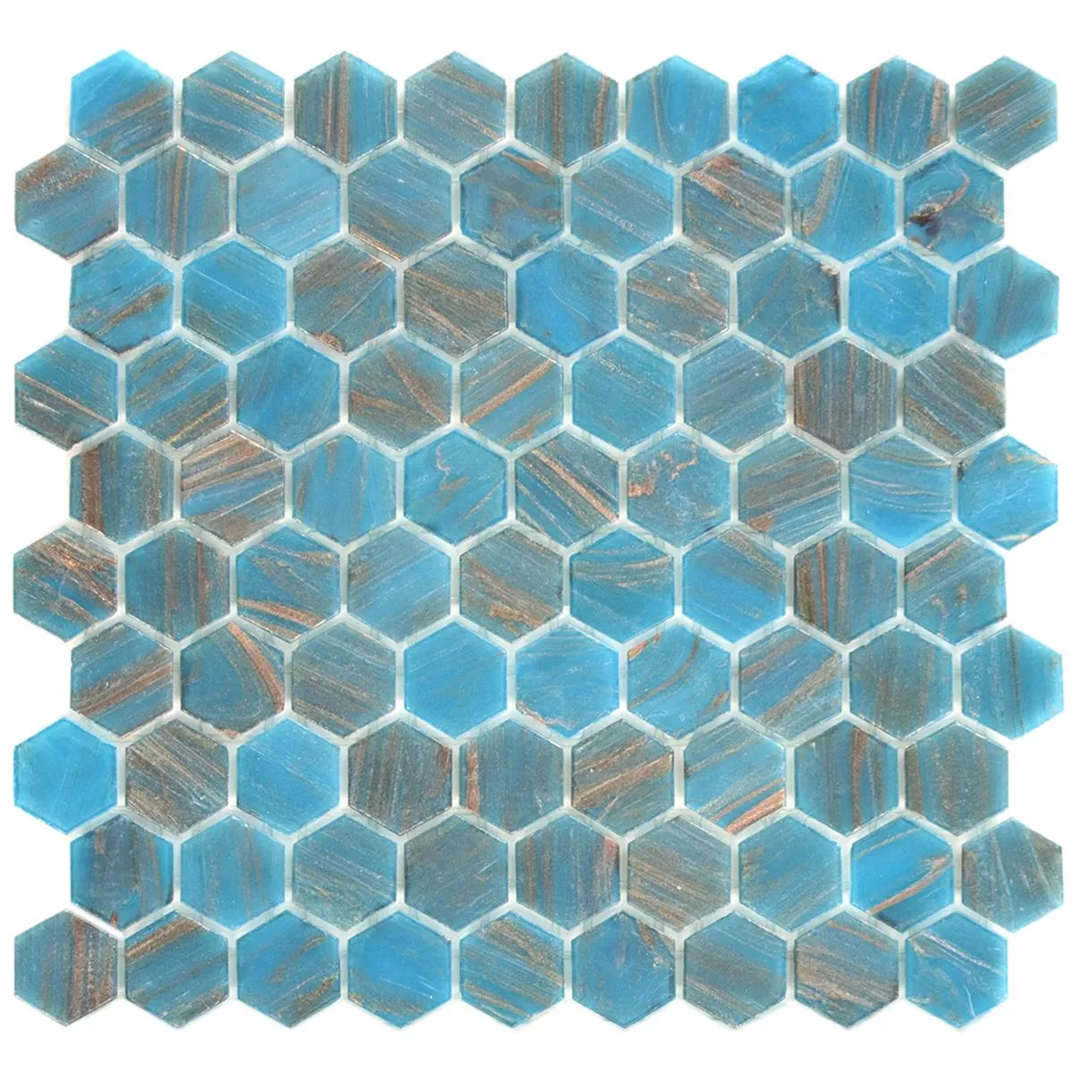 Glasmosaik Fliser Trend-Vi Glas Hexagon 242 Turkis Blå