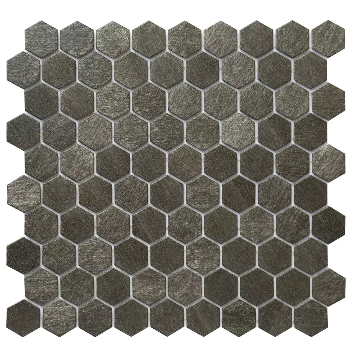Glasmosaik Fliser Trend-Vi Hexagon 2124 Morkgra