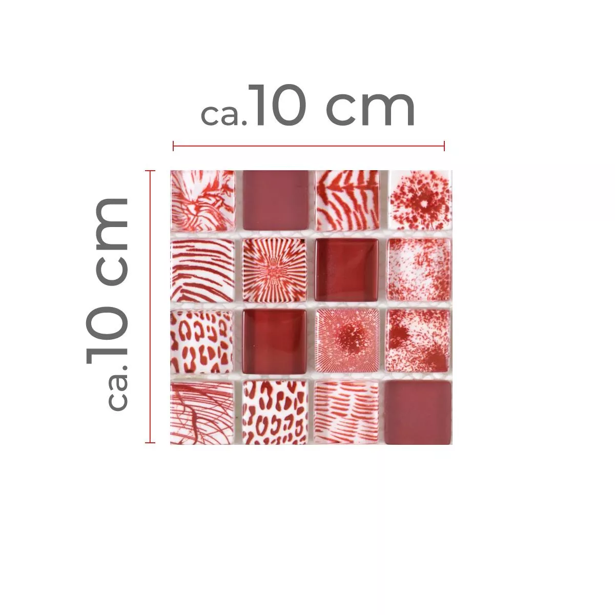 Prøve Glasmosaik Fliser Cornelia Retro Optik Rød