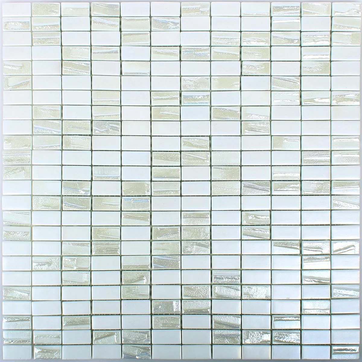 Glasmosaik Fliser Presley Hvid Metalic Stænger