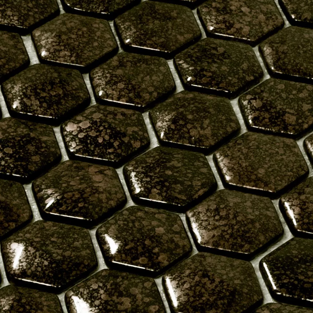 Glasmosaik Fliser Leopard Hexagon 3D Guld