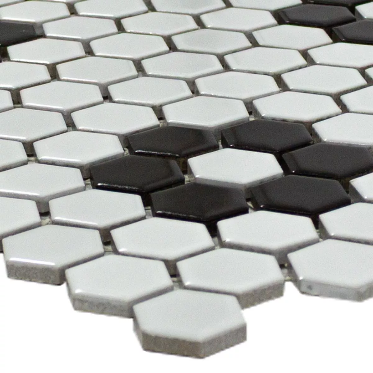 Mosaik Fliser Hexagon Osaka Sort Hvid