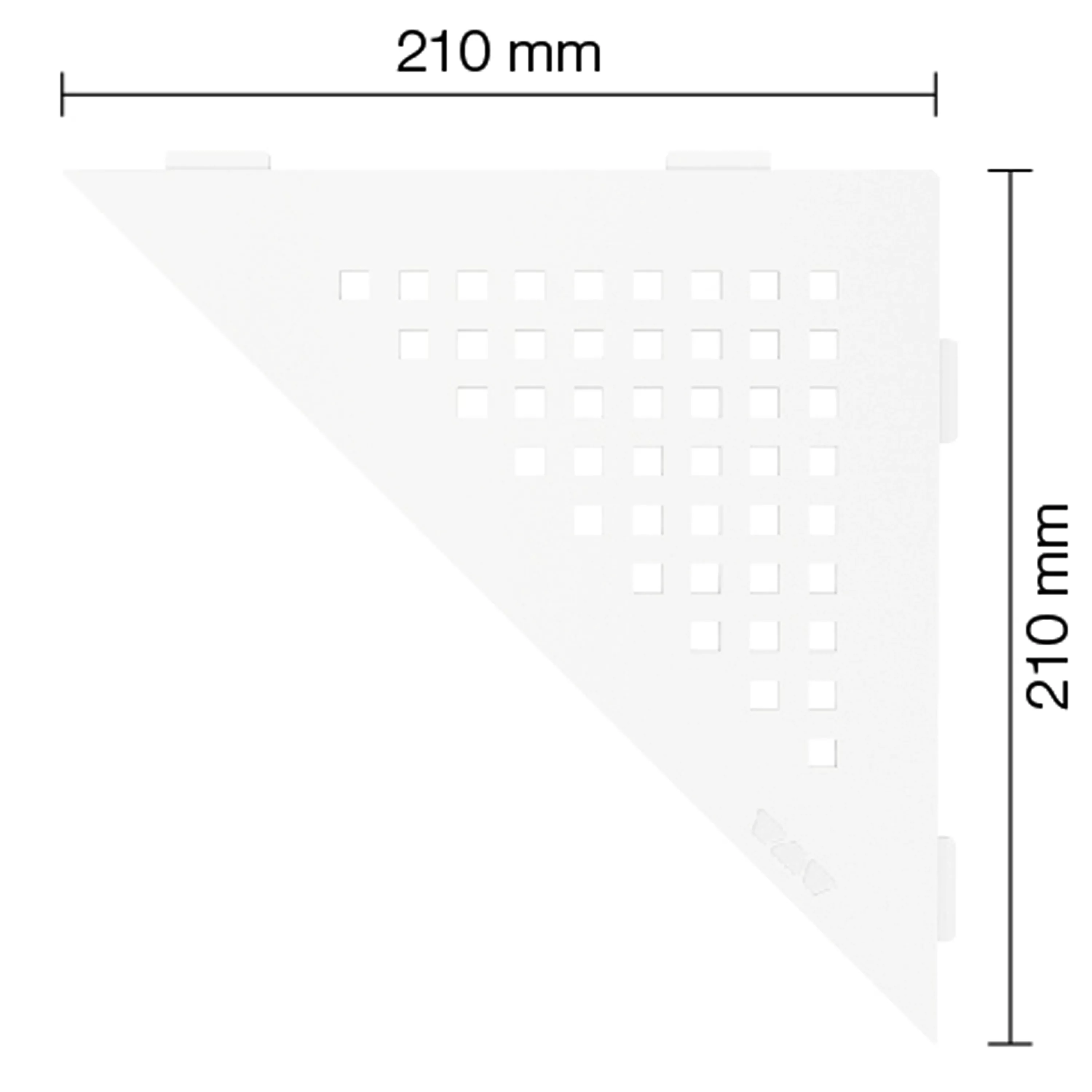 Væghylde brusehylde Schlüter trekant 21x21cm firkantet hvid