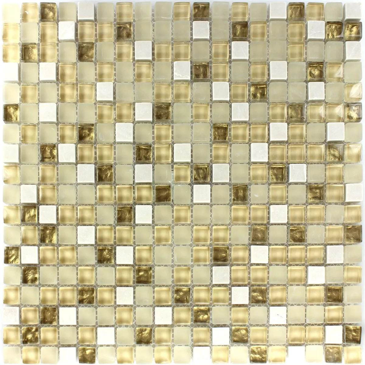 Mosaik Fliser Glas Natursten Hvid Guld Mix