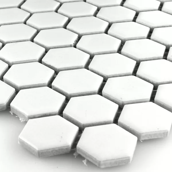 Mosaik Fliser Keramik Hexagon Hvid Måtte H23 Mosaik Fliser Keramik Hexagon Hvid Måtte H23