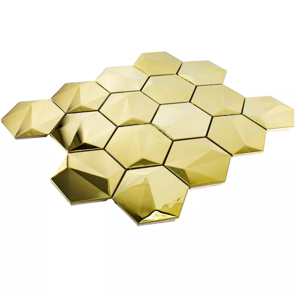 Rustfrit Stål Mosaik Fliser Durango Hexagon 3D Guld