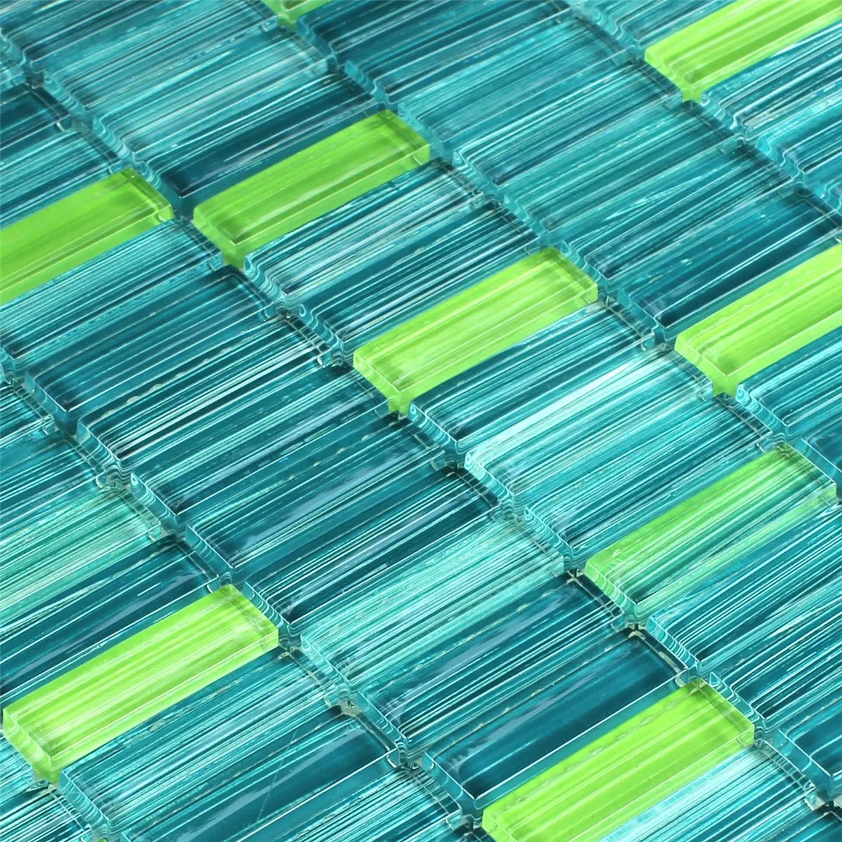 Glasmosaik Fliser Grøn Mix Stribet