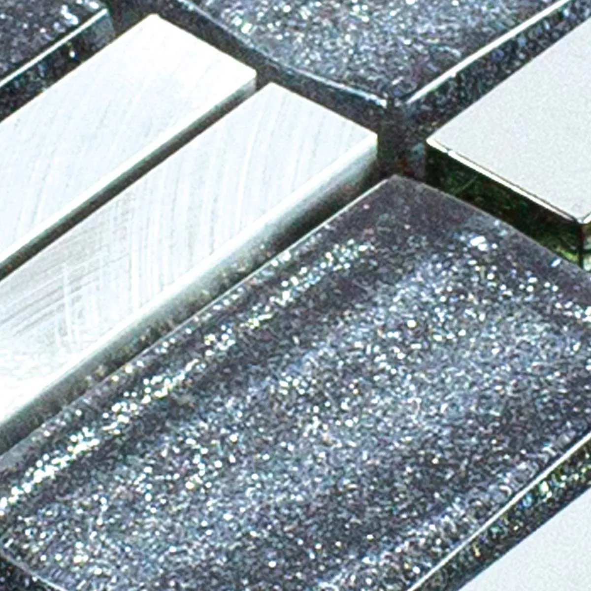 Prøve Glas Aluminium Mosaik LaCrosse Sort Gra Sølv