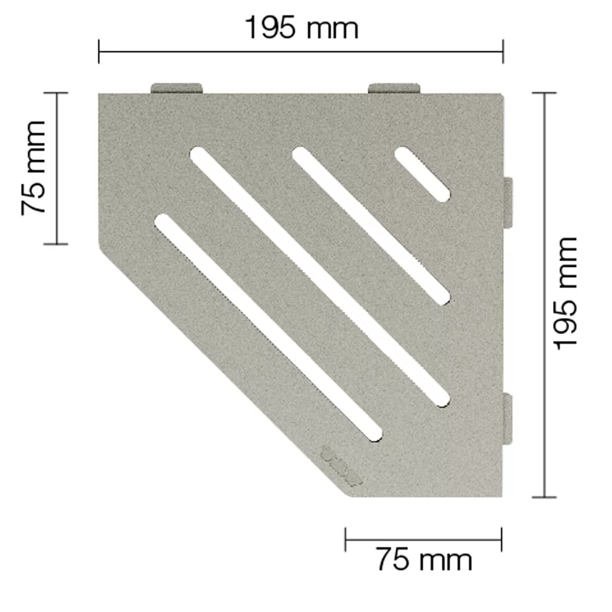 Væghylde brusehylde Schlüter 5-kantet 19,5x19,5cm Wave Grey