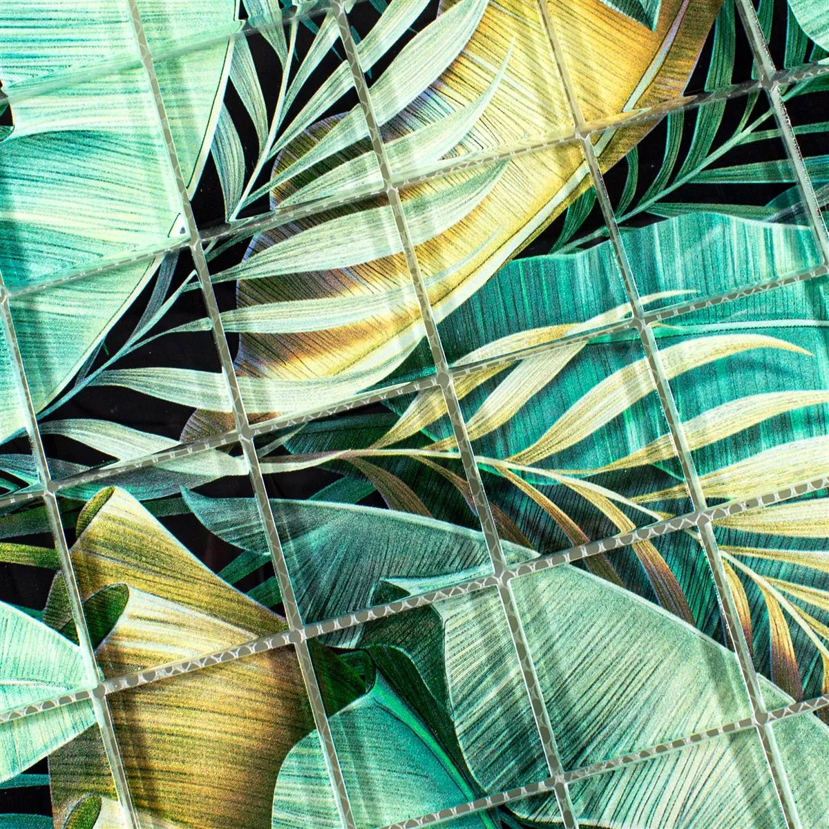 Glasmosaik Fliser Pittsburg Blomsteroptik Grøn Brun