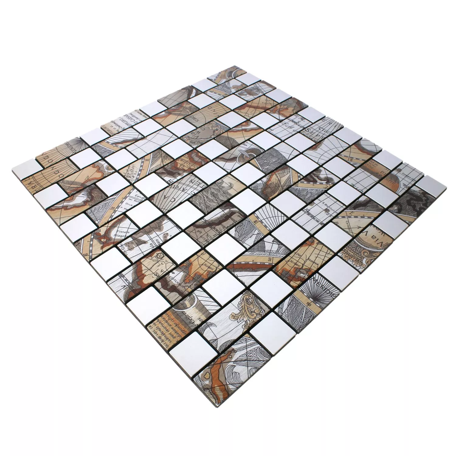 Prøve Mosaik Fliser Metall Selvklæbende Pinta Sølv Rektangel