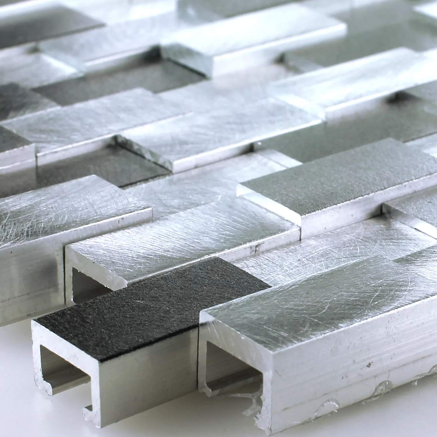 Aluminium Metal 3D Mosaik Fliser Sort Gra