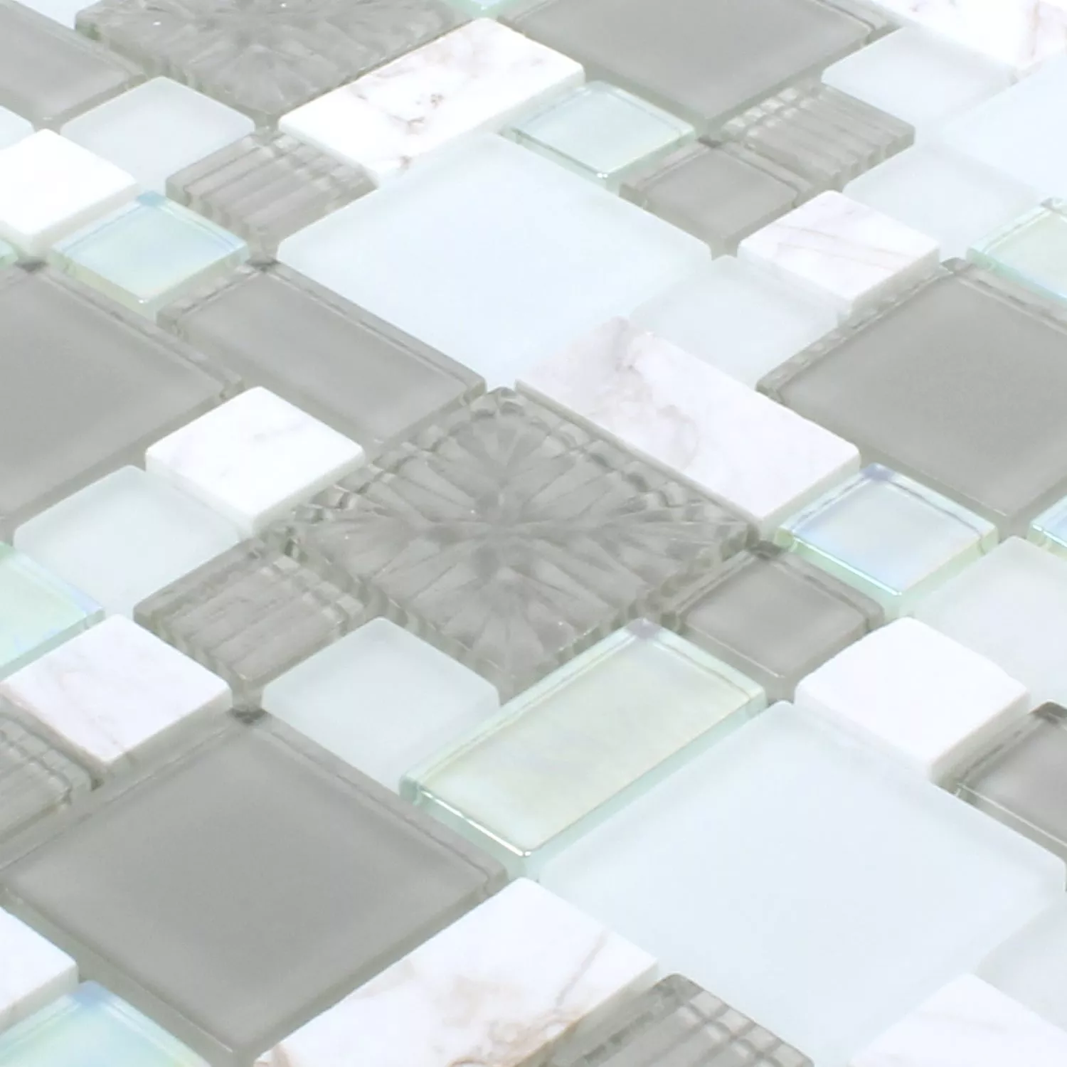 Mosaik Fliser Norderney Glas Natursten Mix