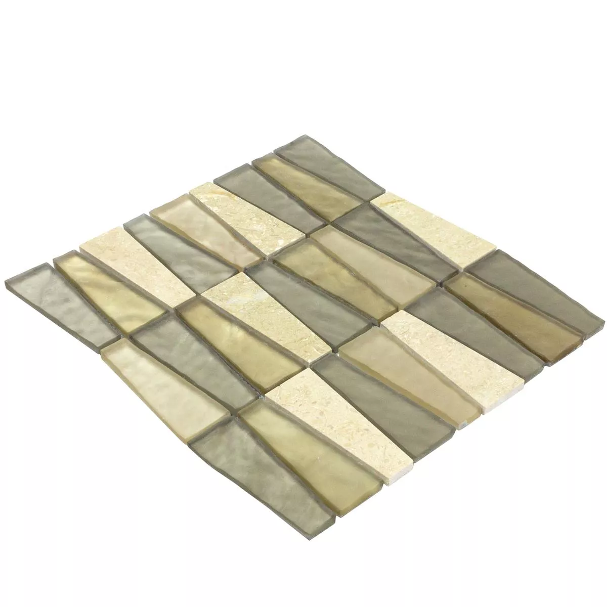 Prøve Glas Natursten Mosaik Fliser Marseille Beige Brun Mix 