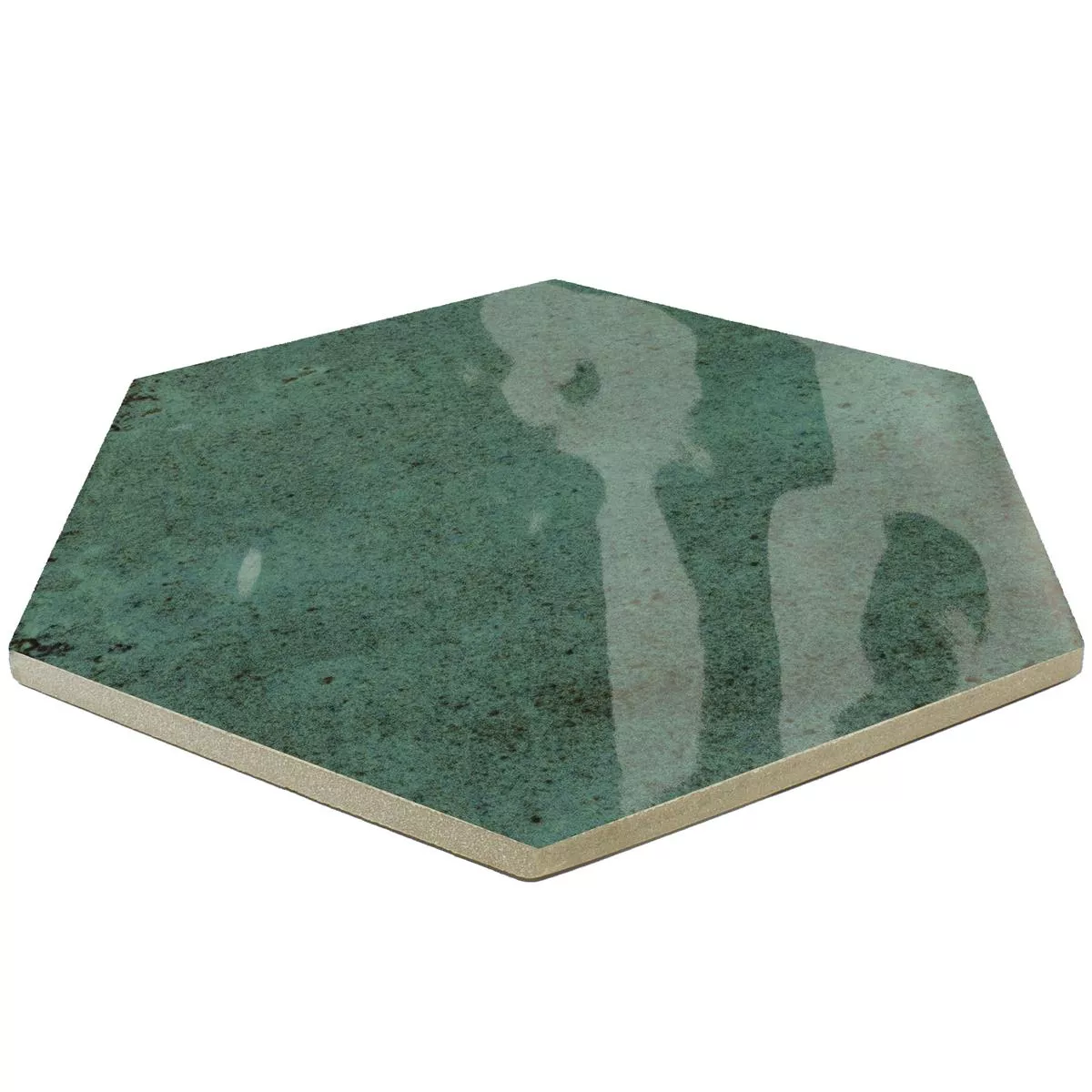 Vægfliser Arosa Strålende Bølgepap Hexagon Smaragdgrøn 17,3x15cm