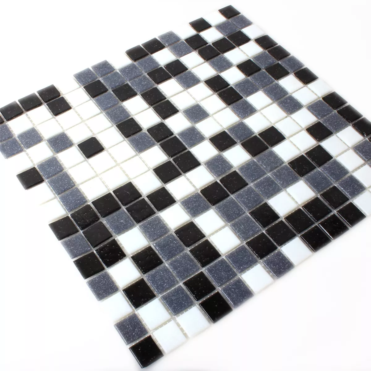 Prøve Mosaik Fliser Glas Hvid Gra Sort Mix