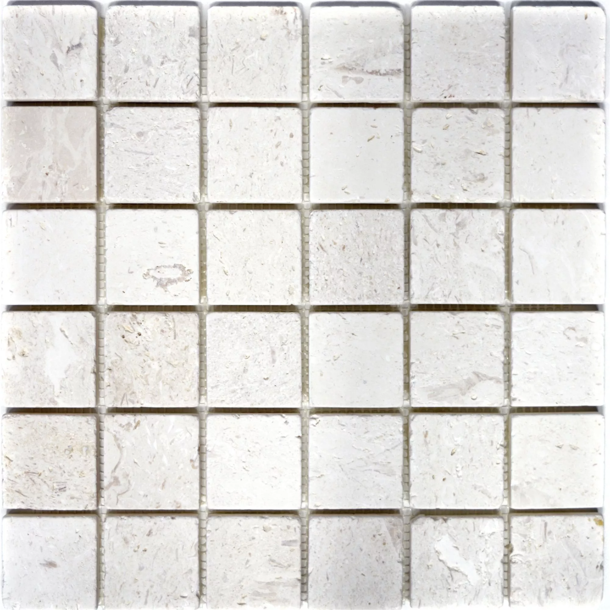 Prøve Mosaik Fliser Kalksten Allerona Hvide 48
