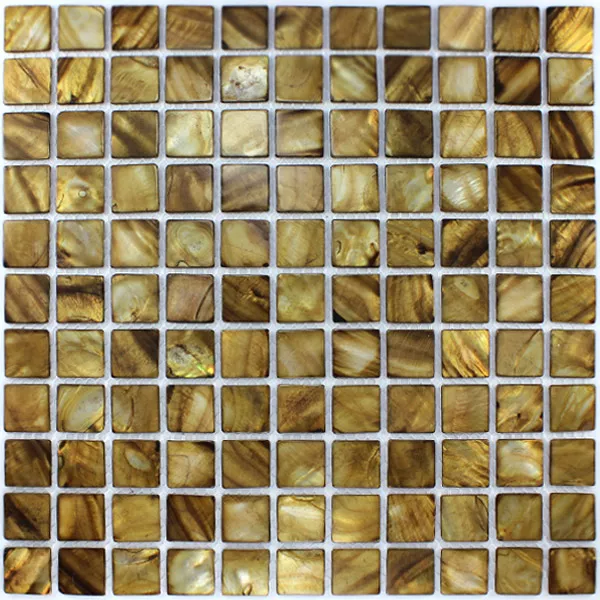 Mosaik Fliser Glas Nacre Effekt 25x25x2mm Brun