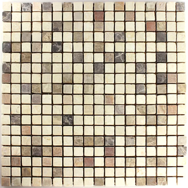Mosaik Fliser Marmor Beige Skifer Mix 15x15mm