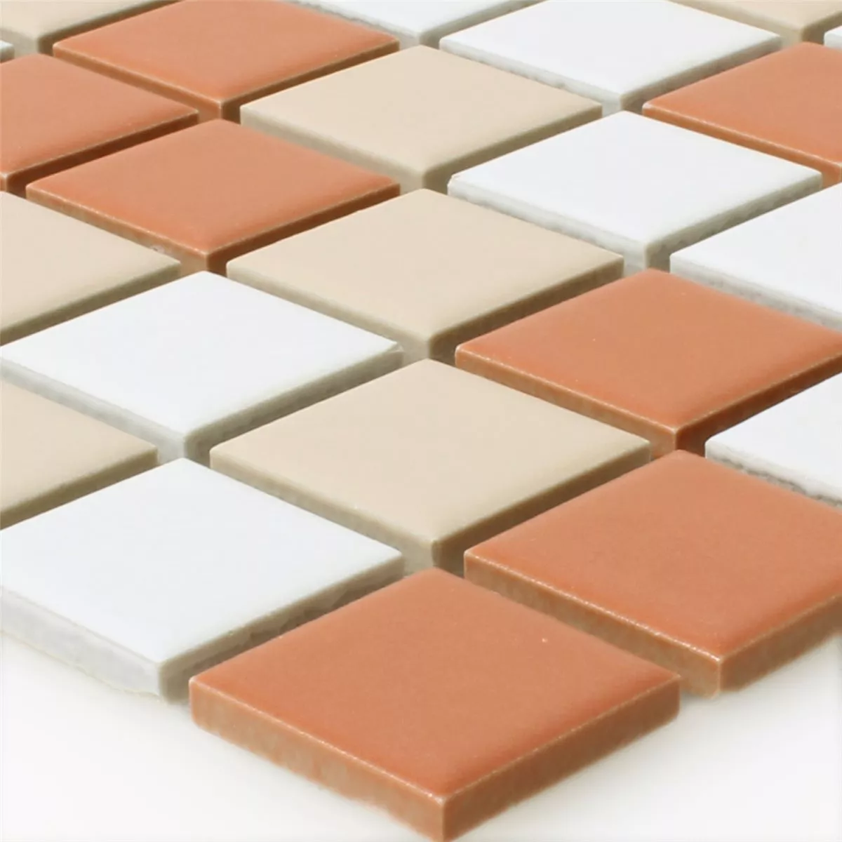 Prøve Mosaik Fliser Keramik Hvid Creme Terrakotta Mix