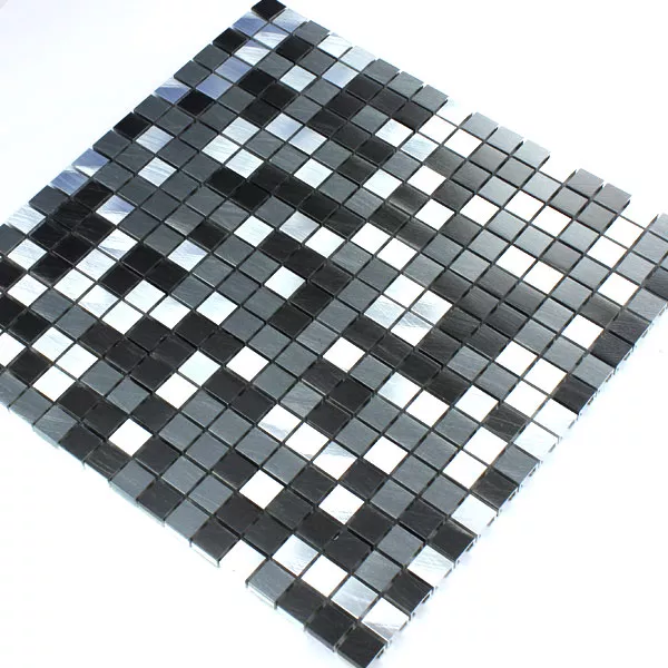Aluminium Mosaik Fliser Sort Sølv 15x15x8mm