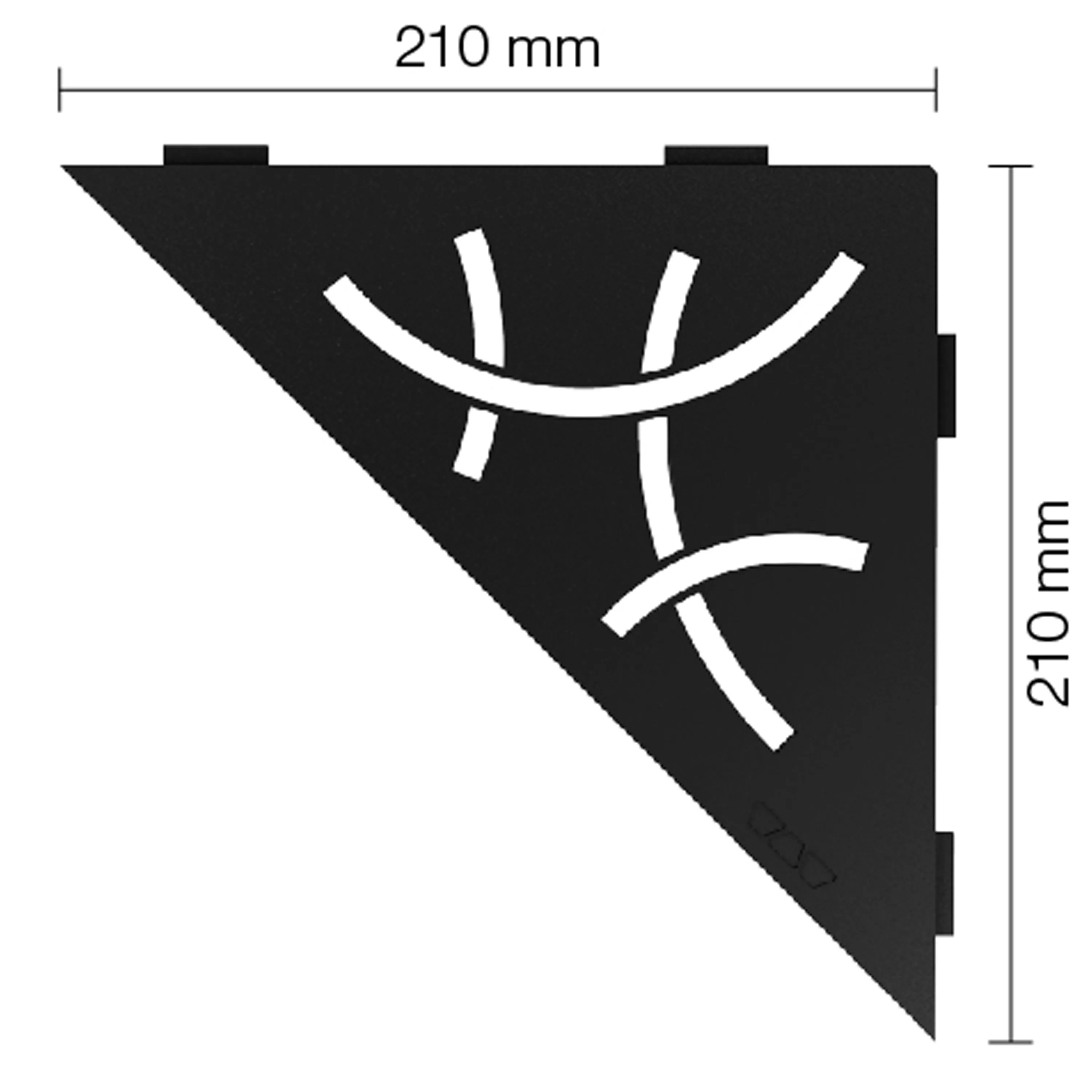 Schlüter væghylde trekant 21x21cm Curve grafitsort mat