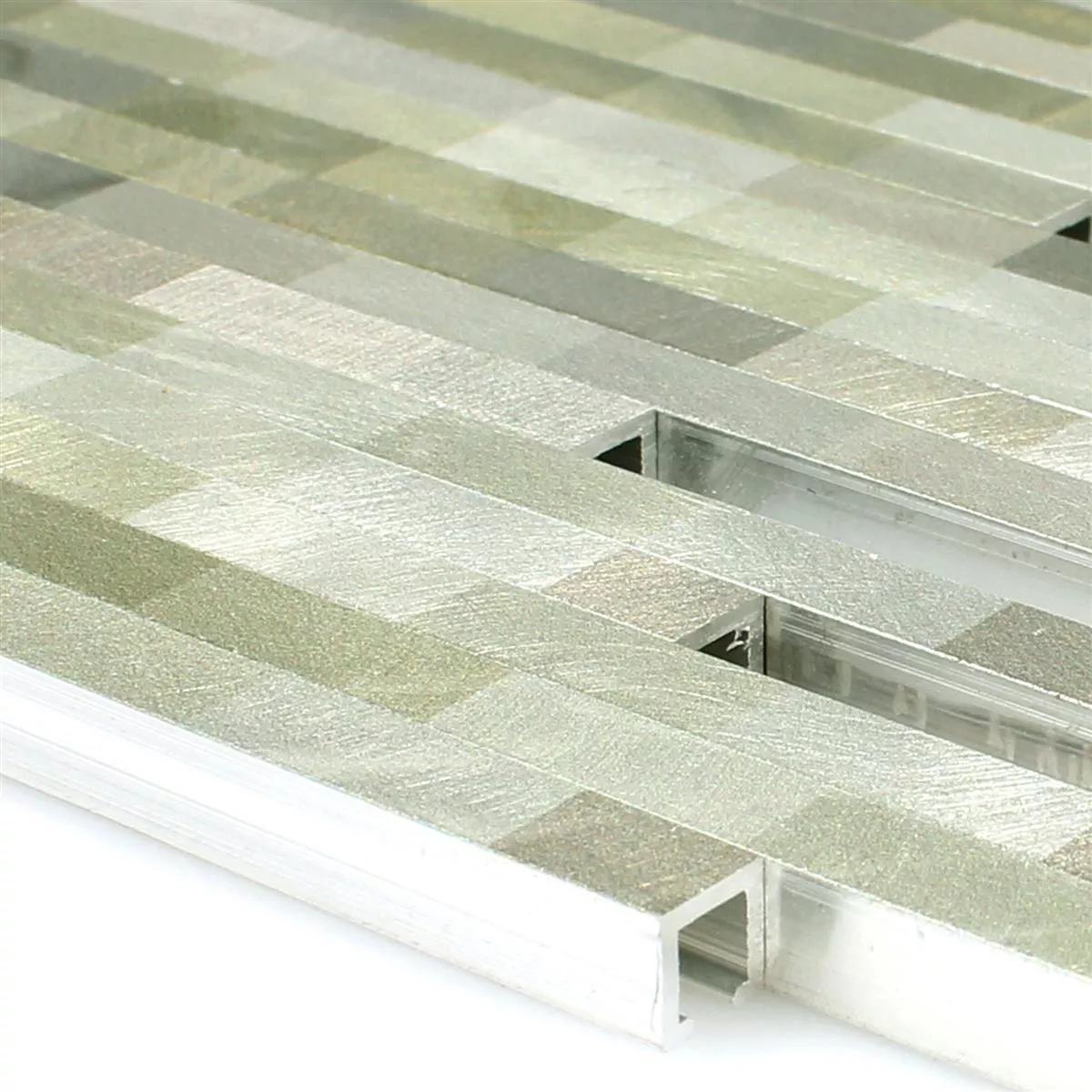 Prøve Mosaik Fliser Aluminium Wishbone Grøn Sølv