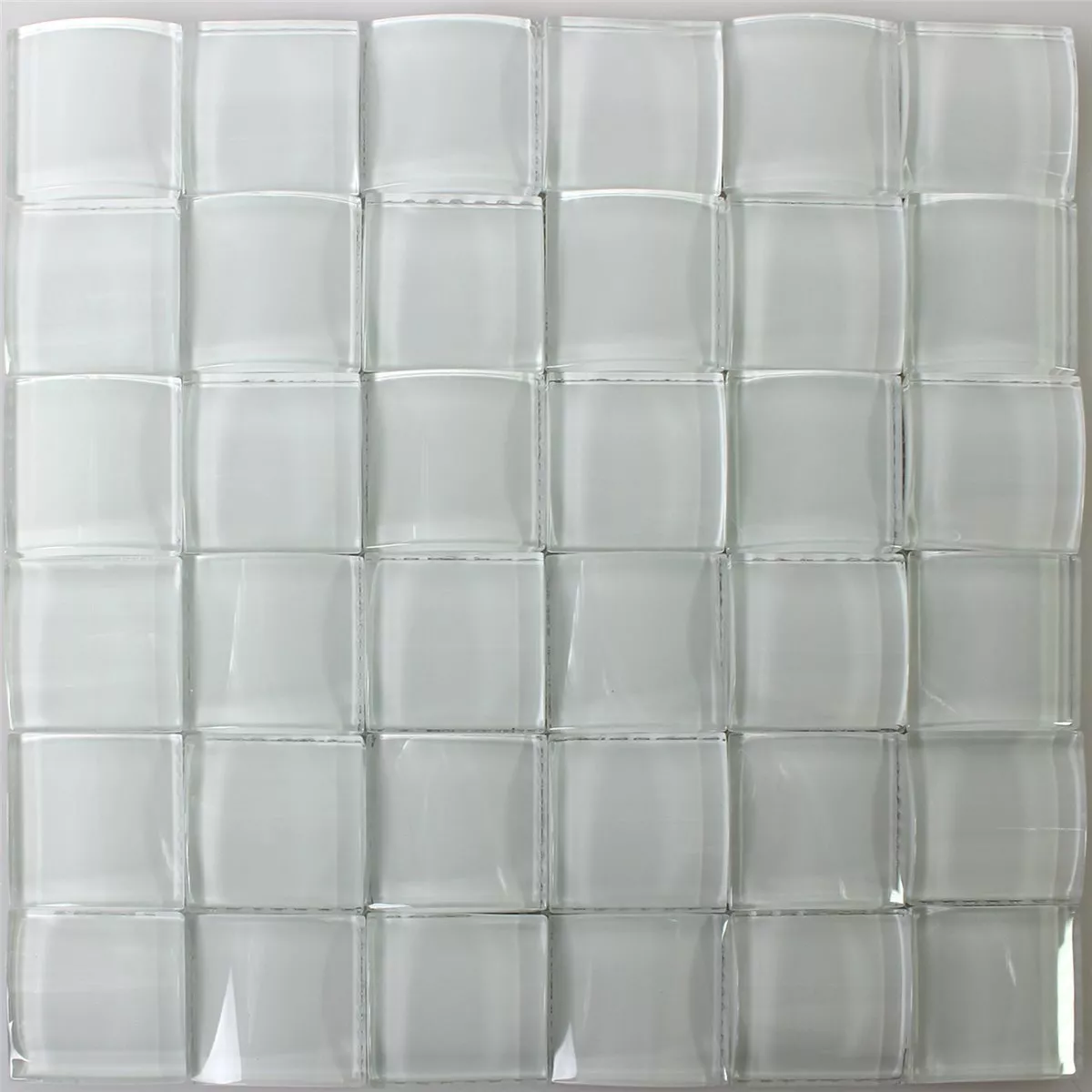 Prøve Glasmosaik Fliser D Effekt Hvid Uni