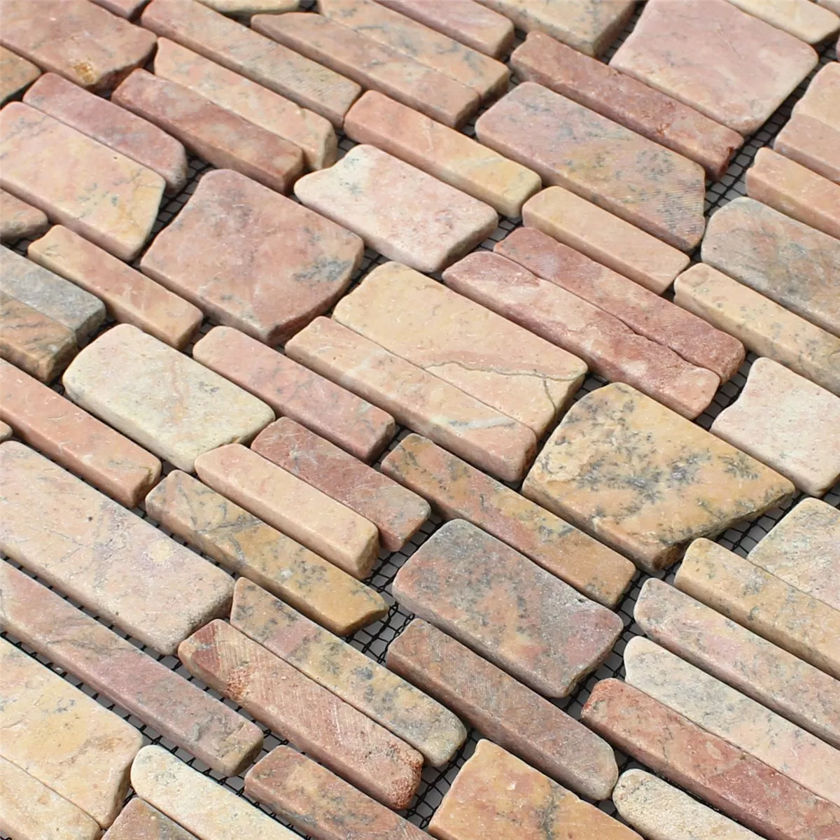 Mosaik Fliser Marmor Natursten Brick Rosso Verona