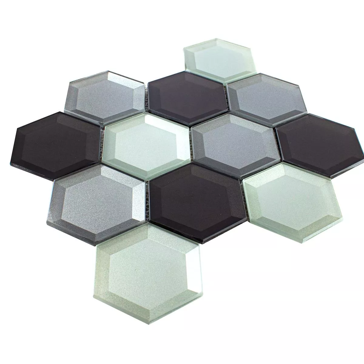 Glasmosaik Melfort Hexagon Brun Sølv Turkis