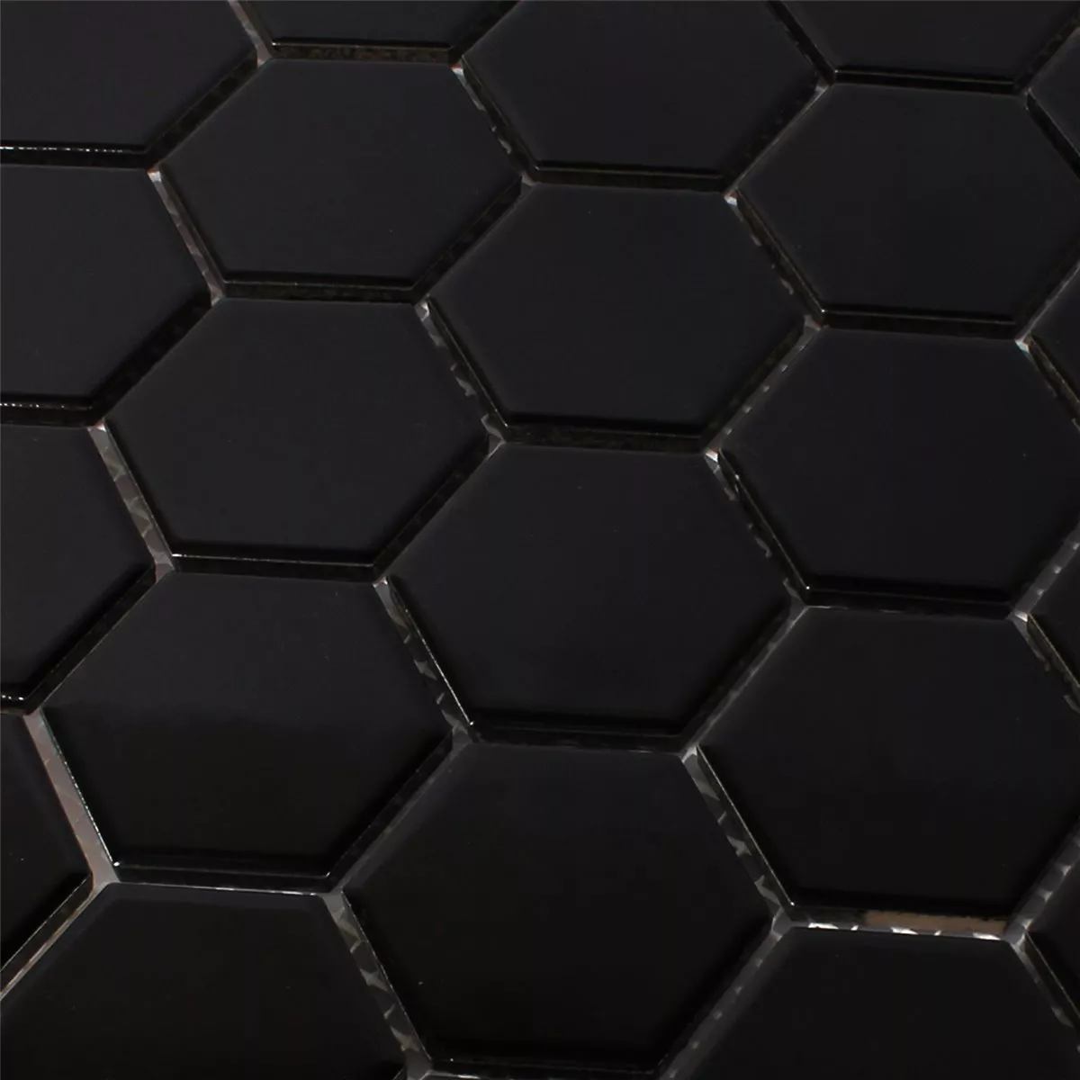 Prøve Mosaik Fliser Keramik Hexagon Sort Strålende