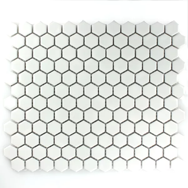 Prøve Mosaik Fliser Keramik Hexagon Hvid Strålende H23