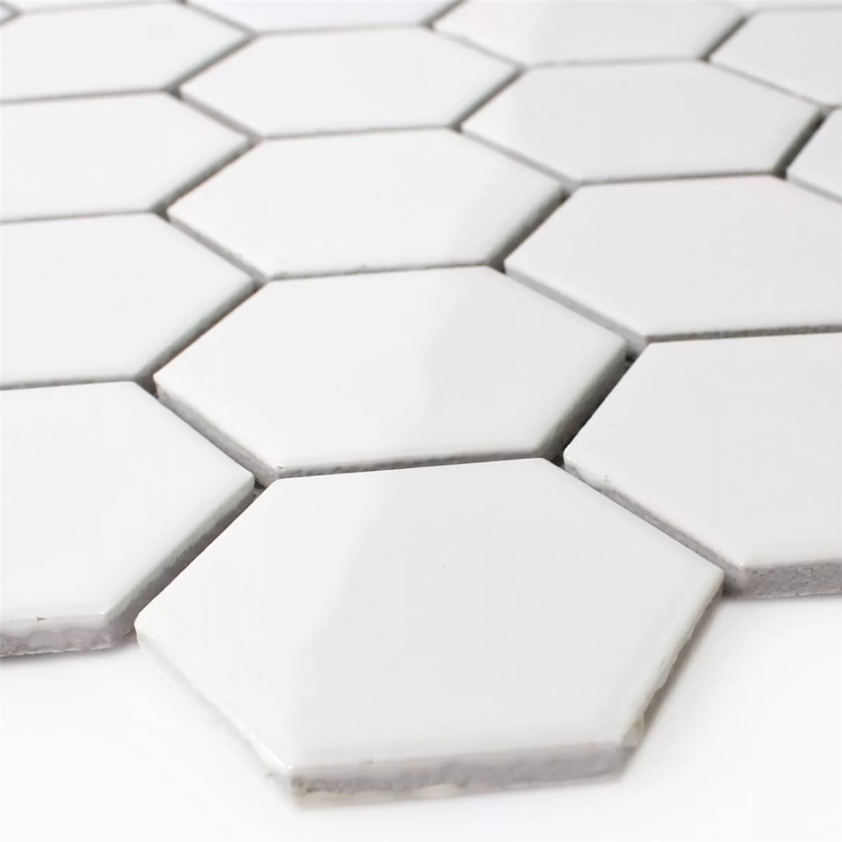 Prøve Mosaik Fliser Keramik Hexagon Hvid Strålende