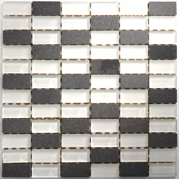 Mosaik Fliser Glas Marmor 23x48x8mm Hvid Mix