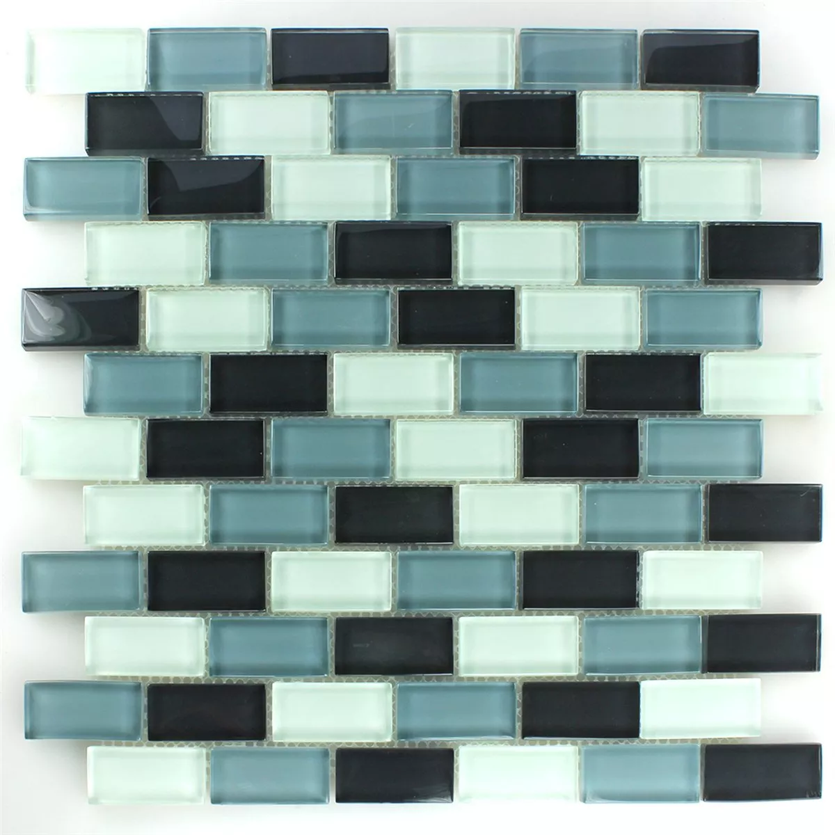 Prøve Mosaik Fliser Glas Krystal Brick Gra Mix