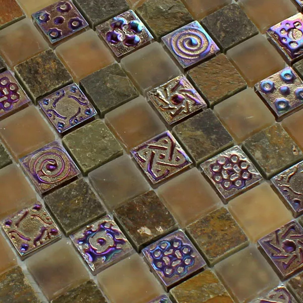 Prøve Glas Kalksten Mosaik Fliser Marmor Phoenix Brun