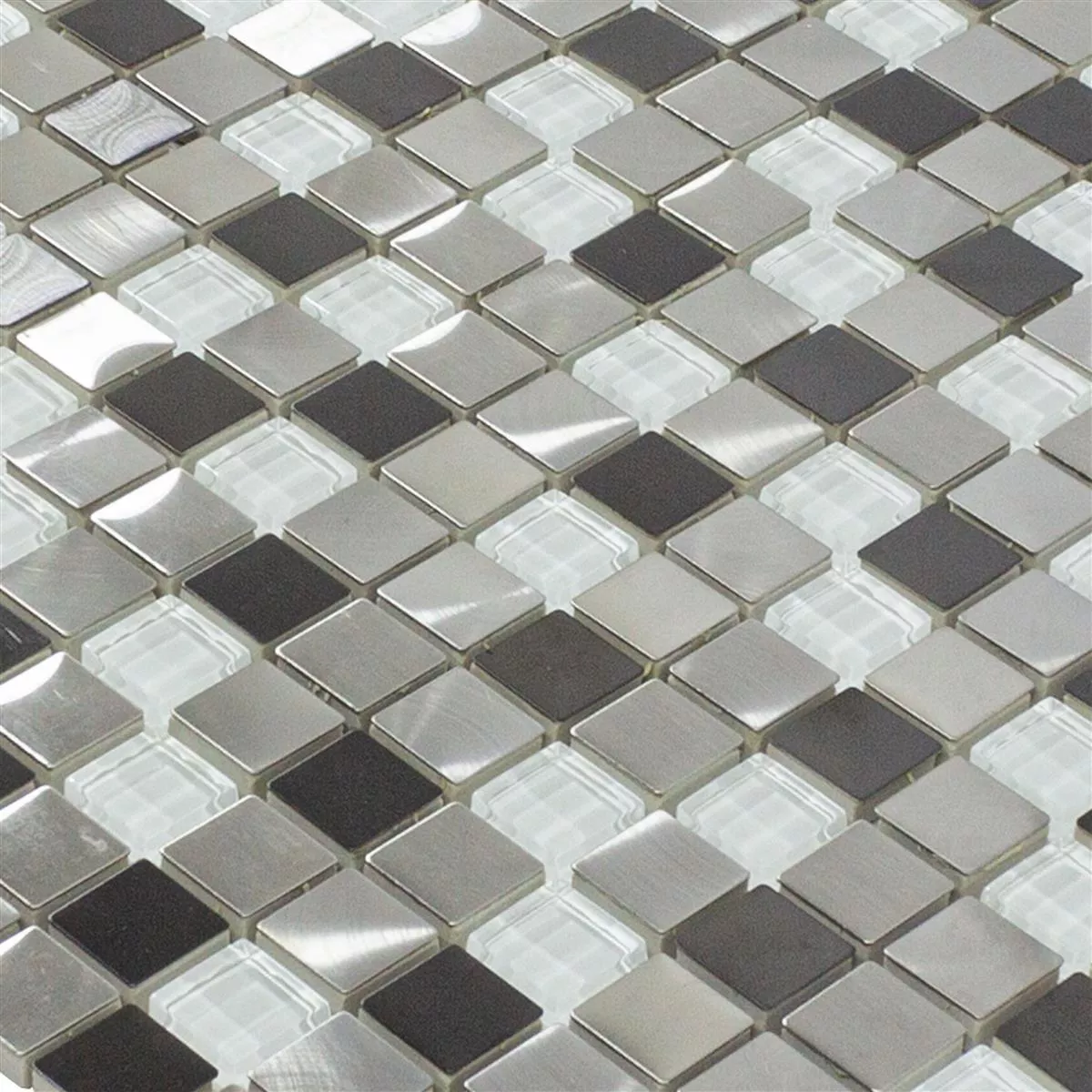 Glas Metal Rustfrit Stål Mosaik Fliser Stella Hvid Sølv