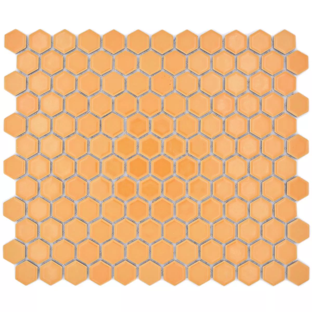 Prøve fra Keramikmosaik Salomon Hexagon Okker Appelsin H23