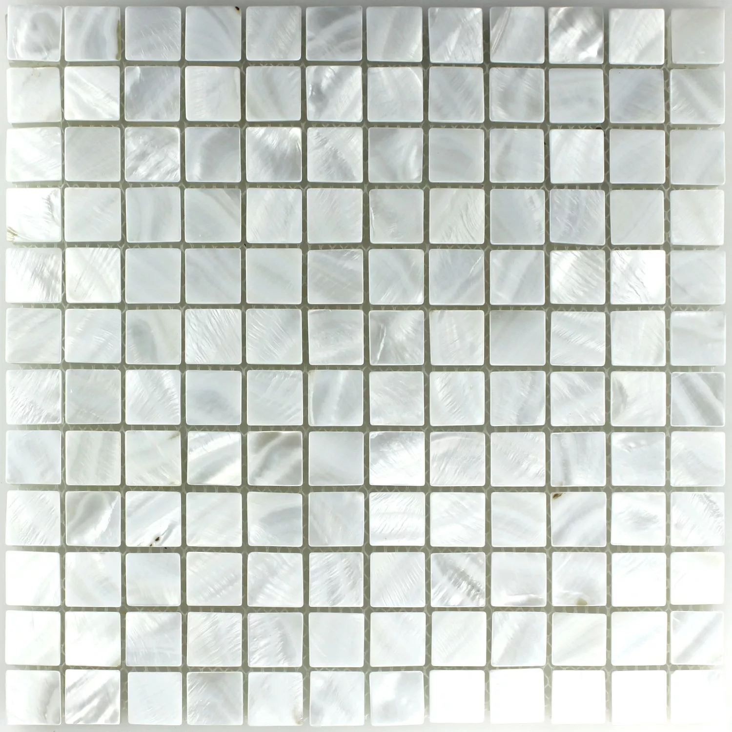 Mosaik Fliser Glas Nacre Effekt Elfenben Hvid 23x23x8mm