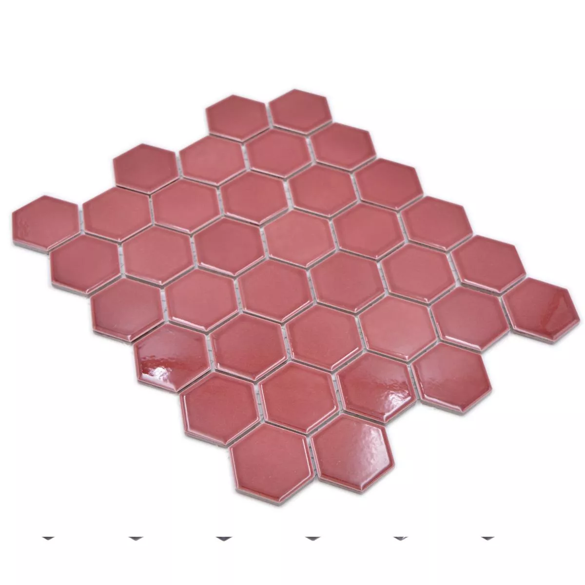 Prøve fra Keramikmosaik Salomon Hexagon Bordeaux Rød H51