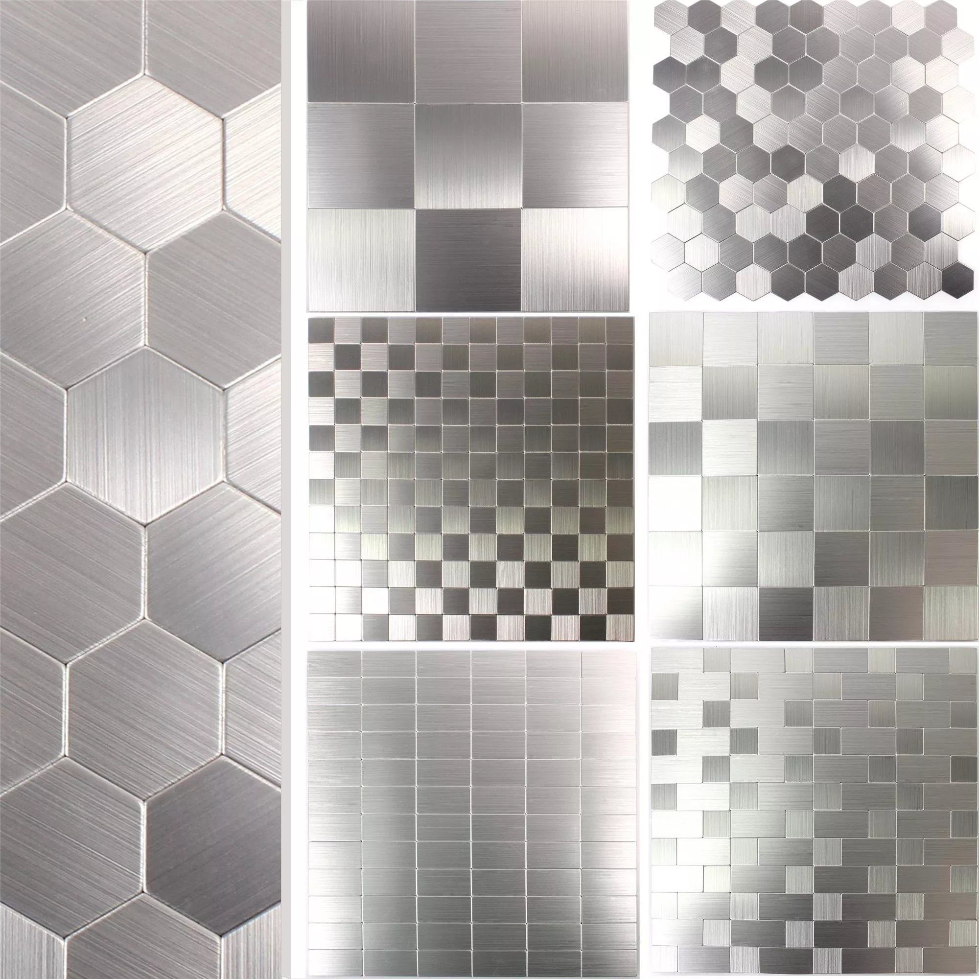 Prøve Mosaik Fliser Metal Selvklæbend Mikros Sølv