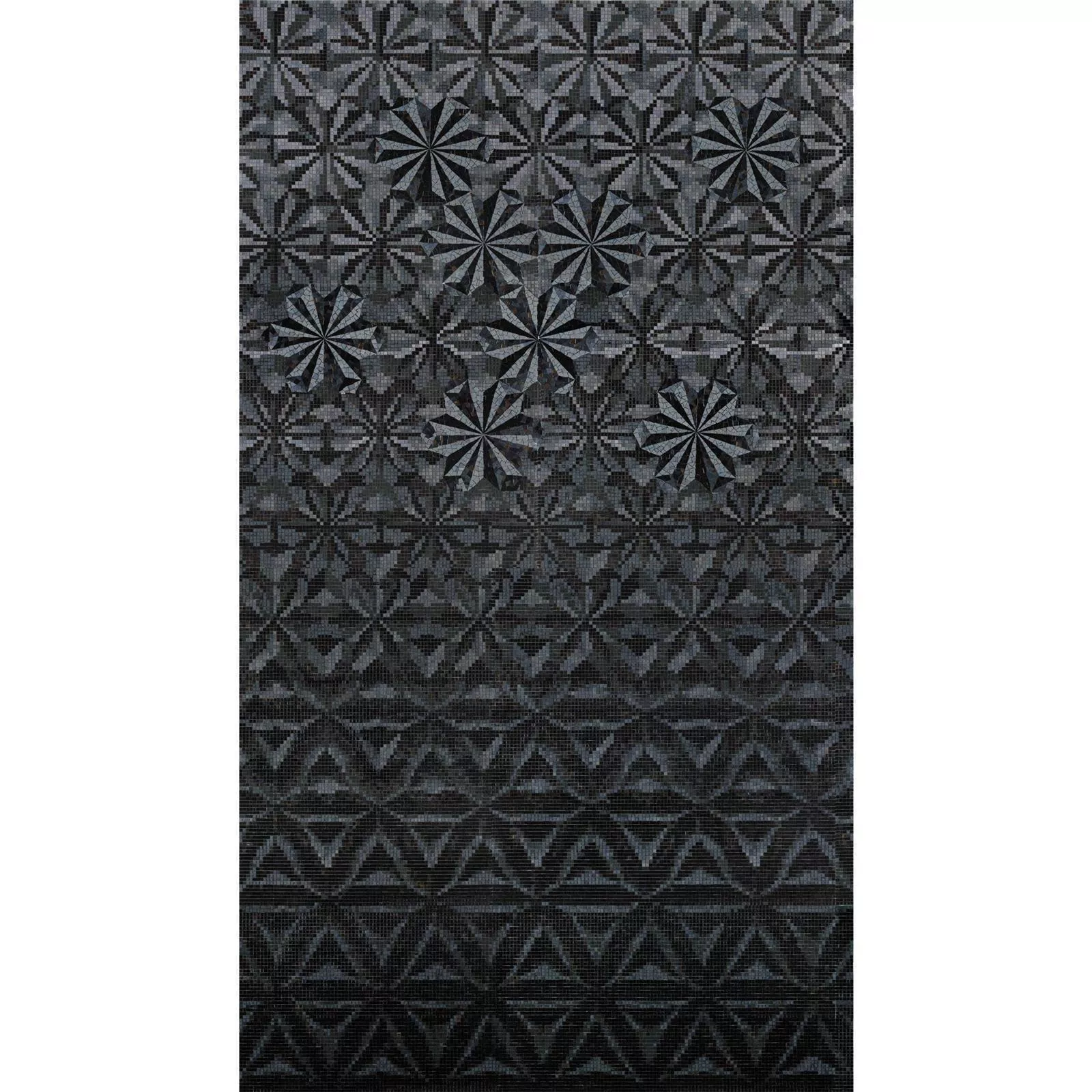 Glasmosaik Billede Magicflower Black 90x240cm
