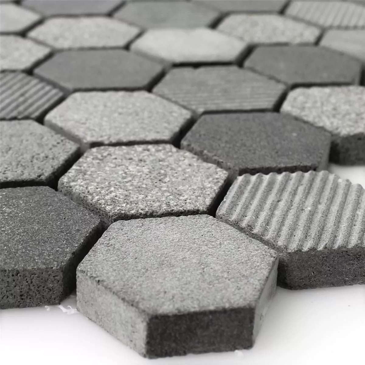 Natursten Hexagon Mosaik Fliser Notte Antracit Natursten Hexagon Mosaik Fliser Notte Antracit