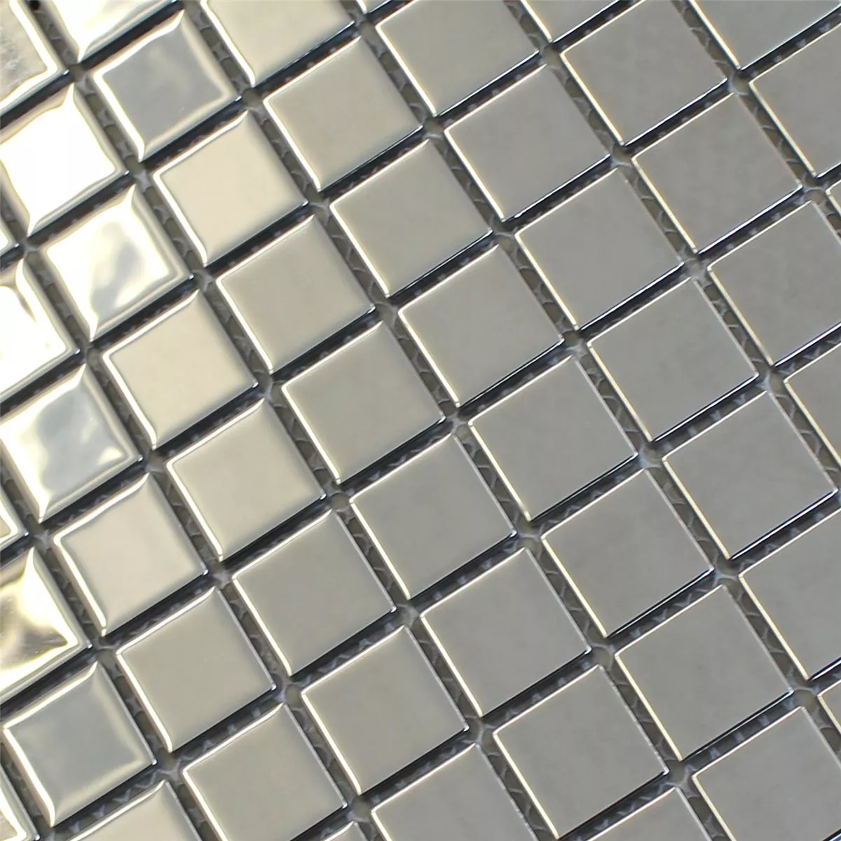 Glasmosaik Fliser Sølv Uni 25x25x4mm