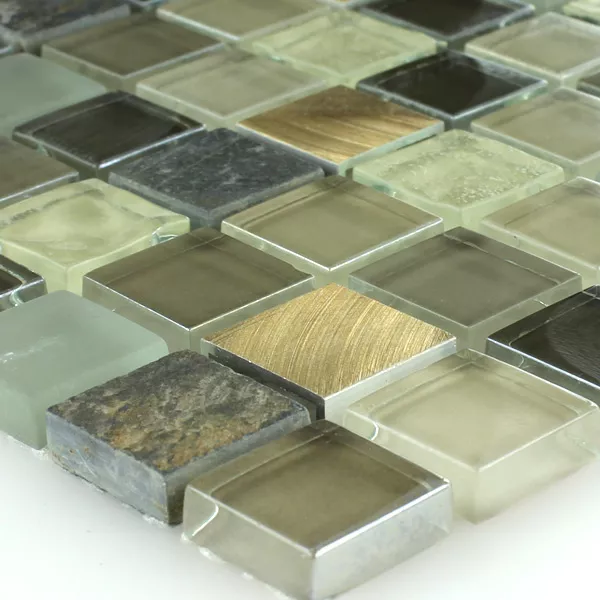 Prøve Alu-Mosaik Glasmosaik Natursten Kvartsit Mosaik Fliser