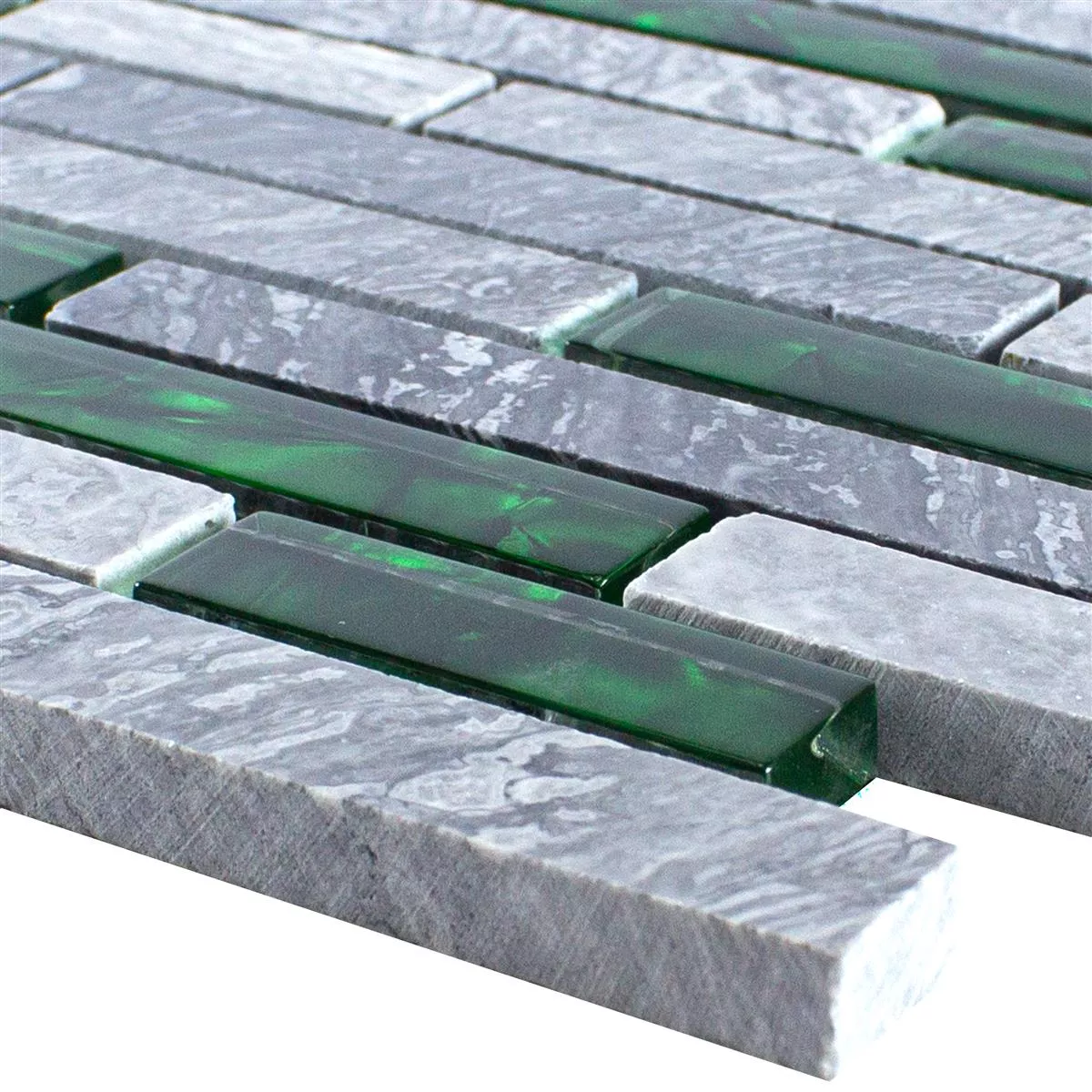 Glas Natursten Mosaik Fliser Sinop Gra Grøn Brick Glas Natursten Mosaik Fliser Sinop Gra Grøn Brick