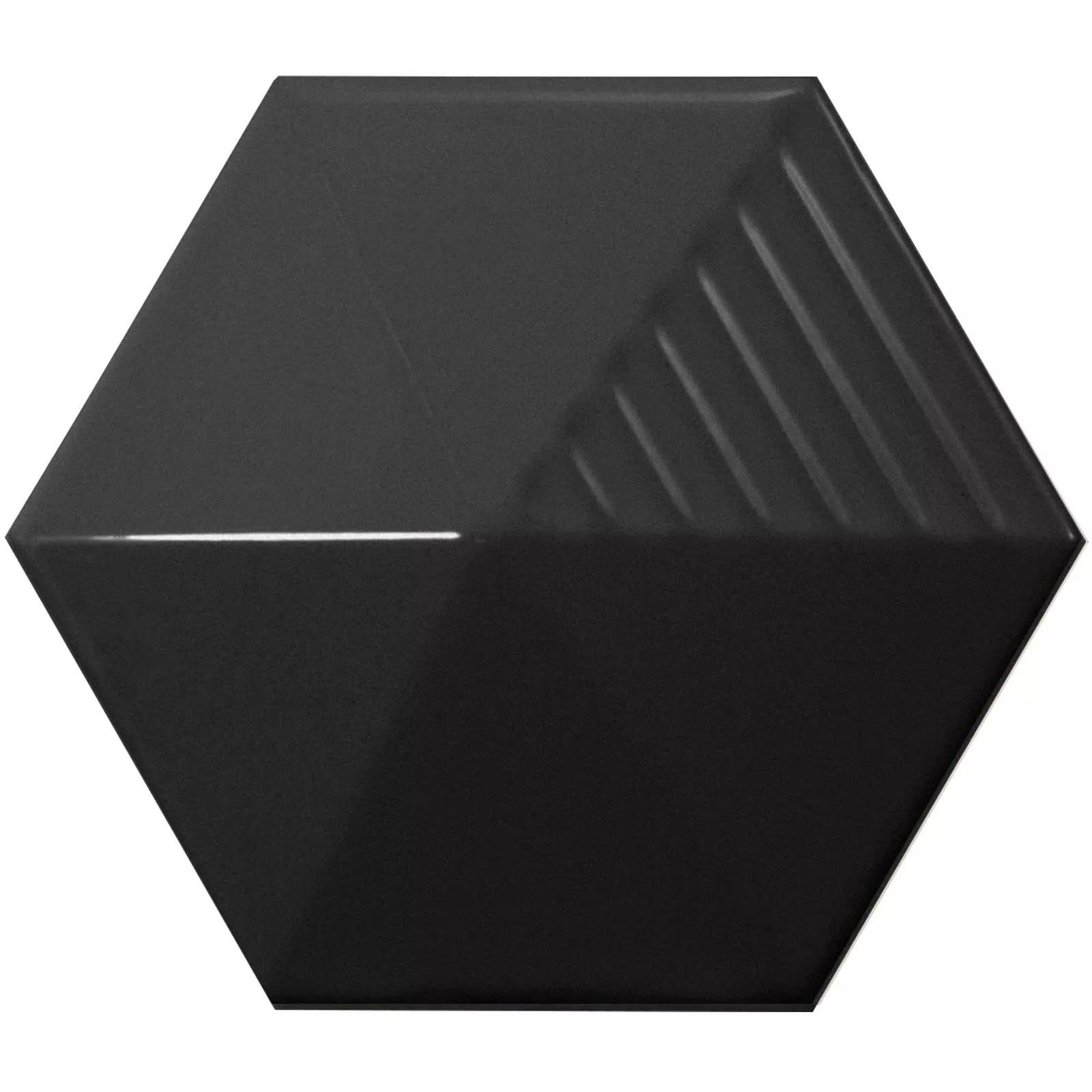 Prøve Vægfliser Rockford 3D Hexagon 12,4x10,7cm Sort