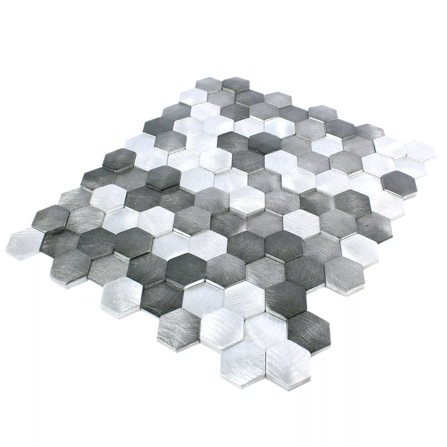 Mosaik Fliser Sindos Hexagon 3D Sort Sølv
